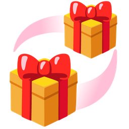 wrapped gift and revolving hearts