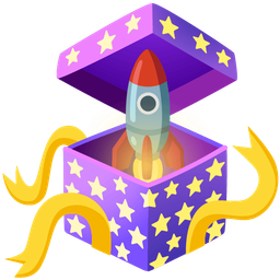 wrapped gift and rocket