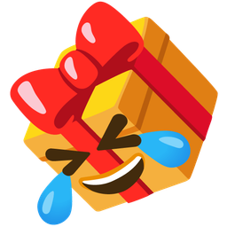 Wrapped gift and Rolling on the floor laughing