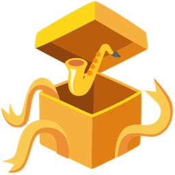 wrapped gift and saxophone