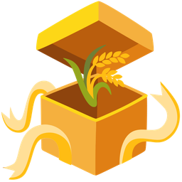 wrapped gift and sheaf of rice