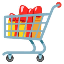 wrapped gift and shopping cart