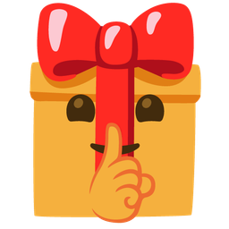 wrapped gift and shushing face