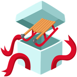 wrapped gift and sled