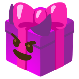 wrapped gift and smiling face with horns