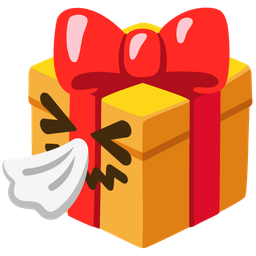 wrapped gift and sneezing face