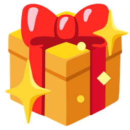 wrapped gift and sparkling heart