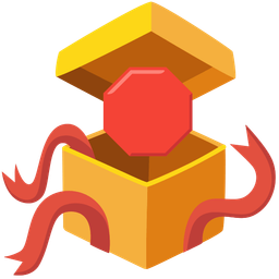 wrapped gift and stop sign