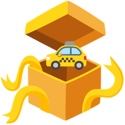 wrapped gift and taxi