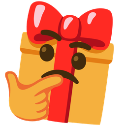 wrapped gift and thinking face