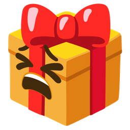 wrapped gift and tired face