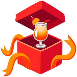 wrapped gift and tropical drink