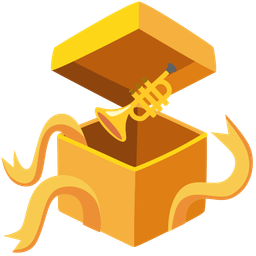 wrapped gift and trumpet