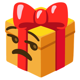 wrapped gift and unamused face