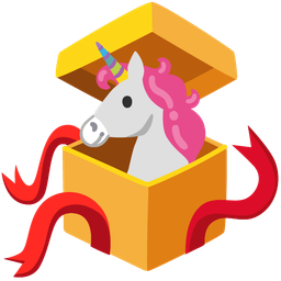 wrapped gift and unicorn