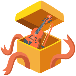 wrapped gift and violin