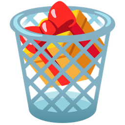 wrapped gift and wastebasket