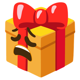 wrapped gift and weary face