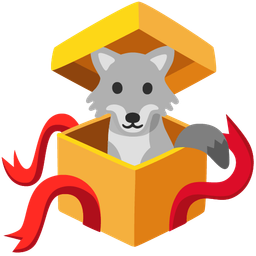 wrapped gift and wolf