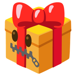 wrapped gift and zipper-mouth face