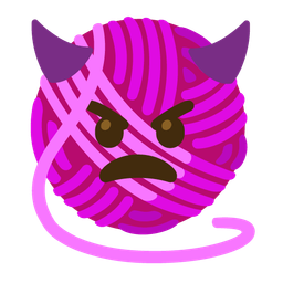 yarn and angry face with horns
