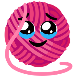 yarn and face holding back tears