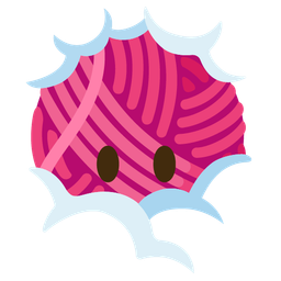 yarn and face in clouds