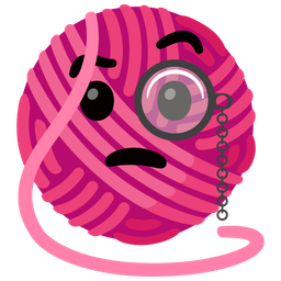 yarn and face with monocle