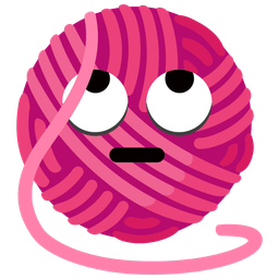 yarn and face with rolling eyes