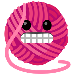 yarn and grimacing face