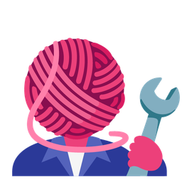 yarn and hammer and wrench