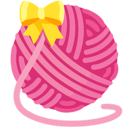 yarn and heart with ribbon