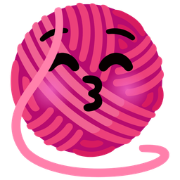 Yarn and Kissing face with closed eyes