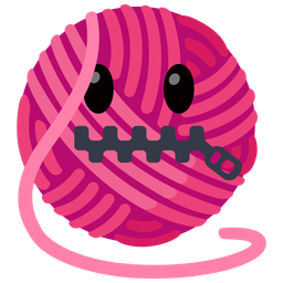 yarn and zipper-mouth face