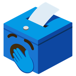 yawning face and ballot box with ballot
