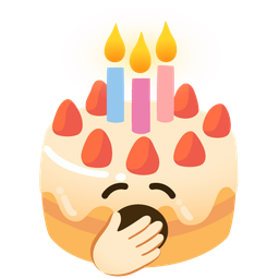 yawning face and birthday cake