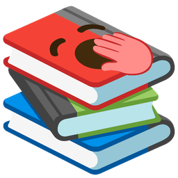 yawning face and books