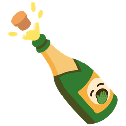 Yawning face and Bottle with popping cork