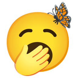 yawning face and butterfly
