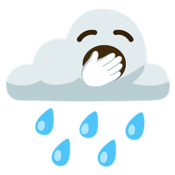 yawning face and cloud with rain