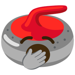 Yawning face and Curling stone