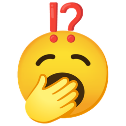 yawning face and exclamation question mark