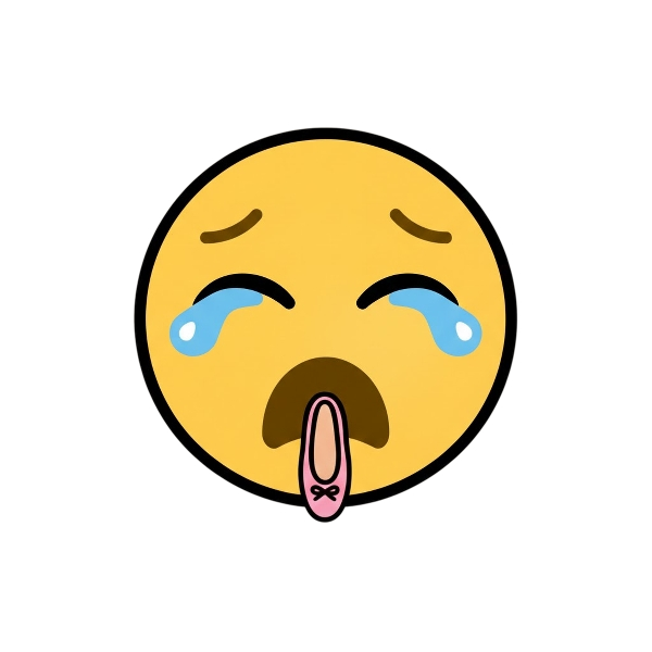 Yawning face and Flat shoe