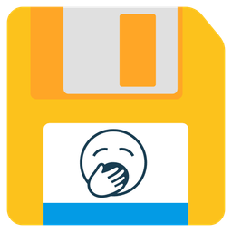 yawning face and floppy disk