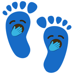 yawning face and footprints