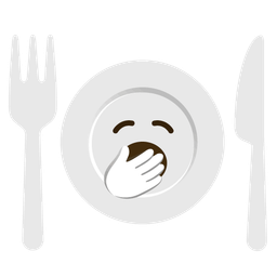 Yawning face and Fork and knife with plate
