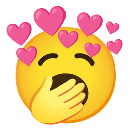 yawning face and heart with arrow