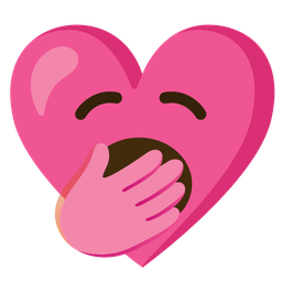 yawning face and heart with ribbon