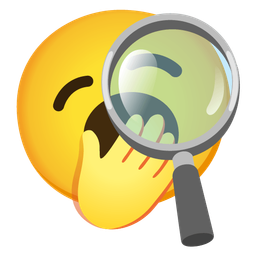 yawning face and magnifying glass tilted right