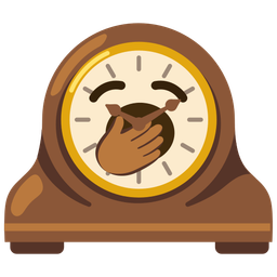 yawning face and mantelpiece clock